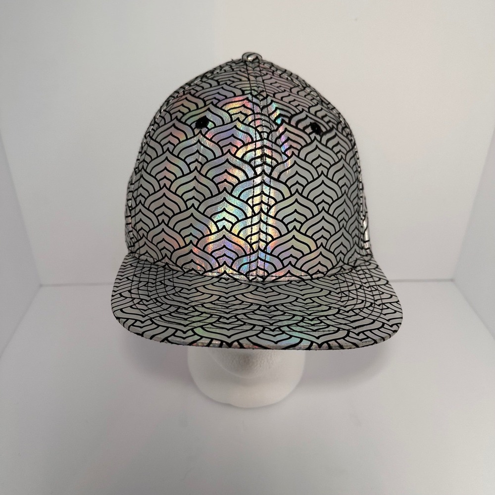 Grassroots California Limited Edition Holographic Silver Geometric Snapback‎ Hat